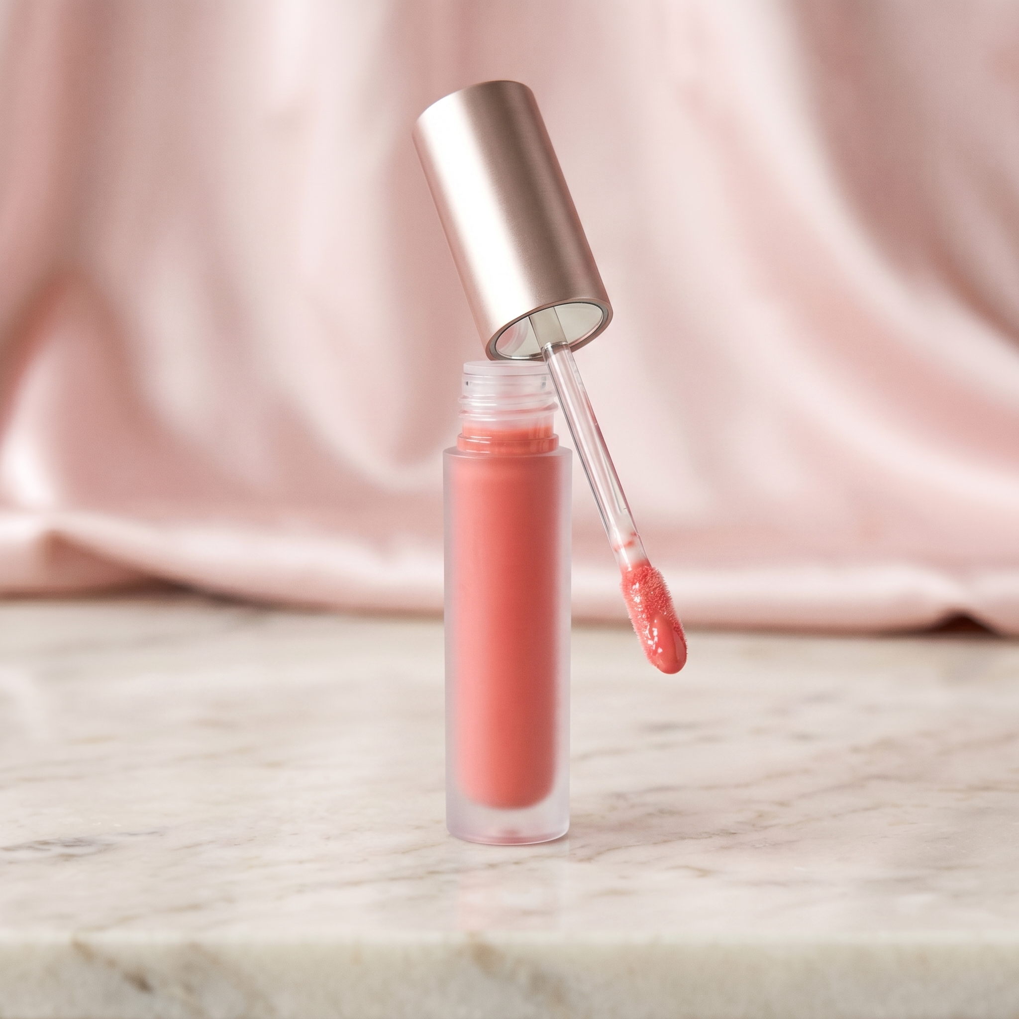Sweet Bird Hydrating Lip Gloss — Coral Rose shade with mirror applicator